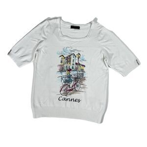 Joseph A. Cannes Square Neck Short Sleeves Sweater Top Size S